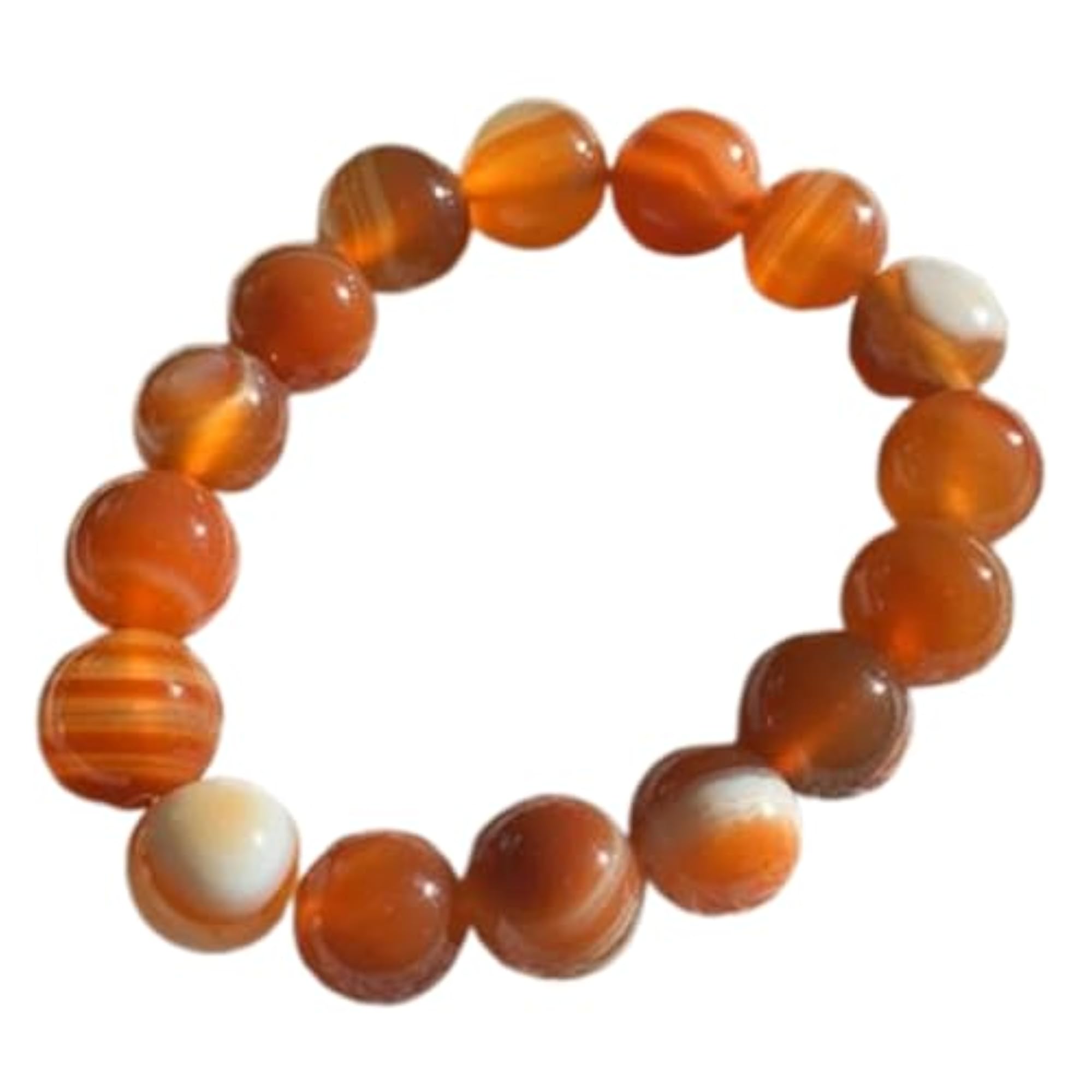 Natural Red Agate 12mm Round Bead Stretchable Bracelet, Unisex